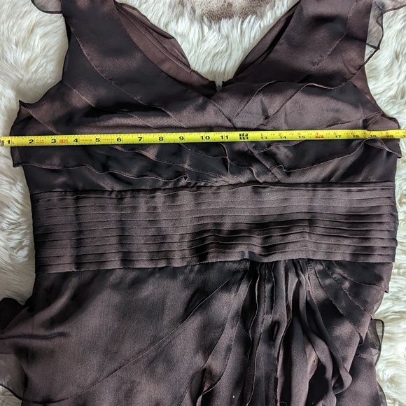 Final Price Adrianna Papell Occasions Long Irri Tiered Chiffon Petal Dress Brown - Picture 8 of 15